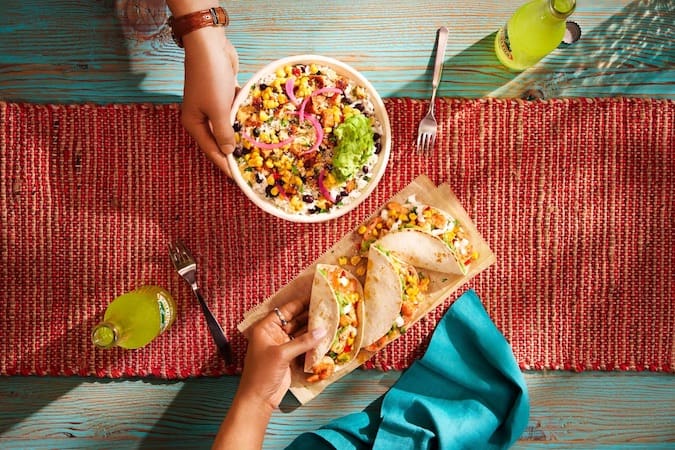 burrito bowl and tacos